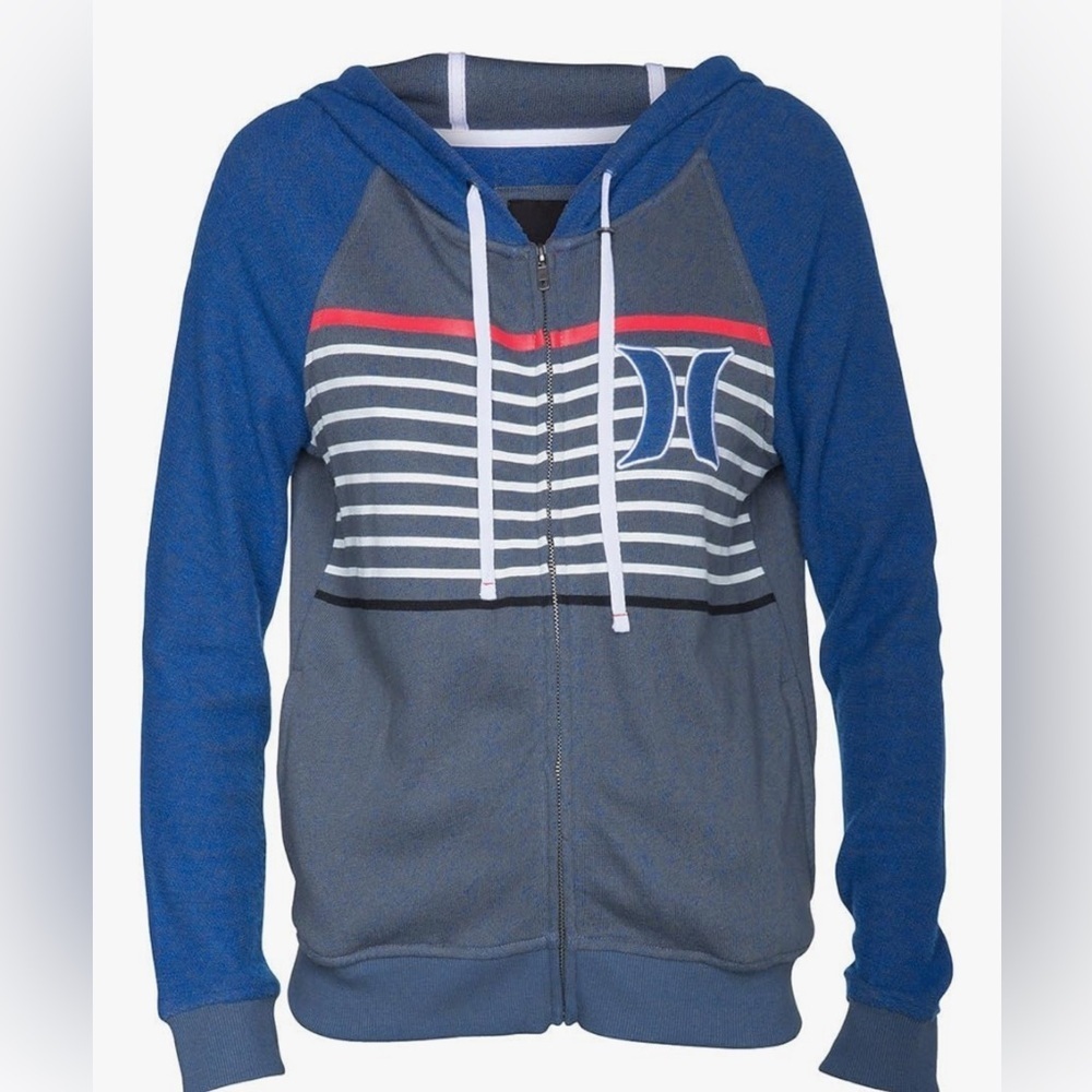 Hurley Striped Hooded Juniors Sweatshirt. Size XL
